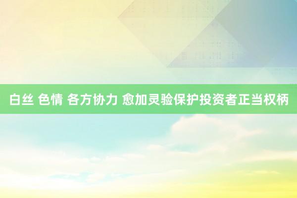 白丝 色情 各方协力 愈加灵验保护投资者正当权柄