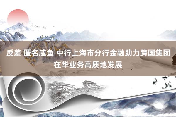 反差 匿名咸鱼 中行上海市分行金融助力跨国集团在华业务高质地发展