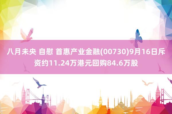 八月未央 自慰 首惠产业金融(00730)9月16日斥资约11.24万港元回购84.6万股