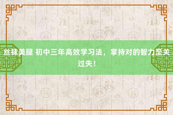 丝袜美腿 初中三年高效学习法，掌持对的智力至关过失！