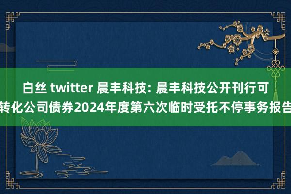 白丝 twitter 晨丰科技: 晨丰科技公开刊行可转化公司债券2024年度第六次临时受托不停事务报告