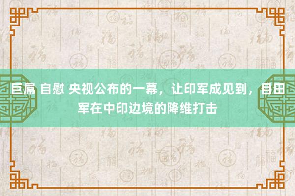 巨屌 自慰 央视公布的一幕，让印军成见到，目田军在中印边境的降维打击