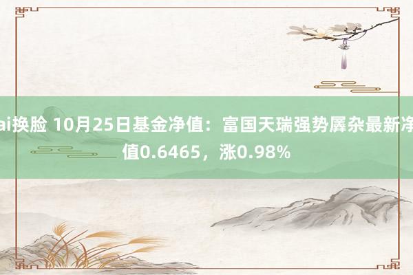 ai换脸 10月25日基金净值：富国天瑞强势羼杂最新净值0.6465，涨0.98%