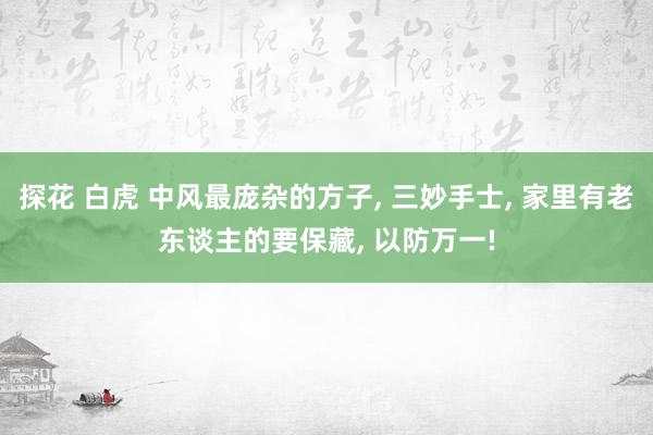 探花 白虎 中风最庞杂的方子， 三妙手士， 家里有老东谈主的要保藏， 以防万一!