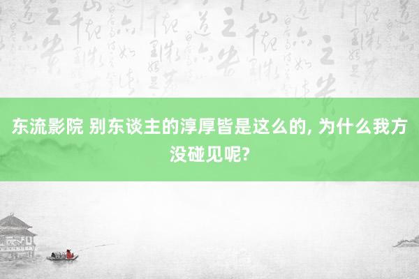 东流影院 别东谈主的淳厚皆是这么的， 为什么我方没碰见呢?