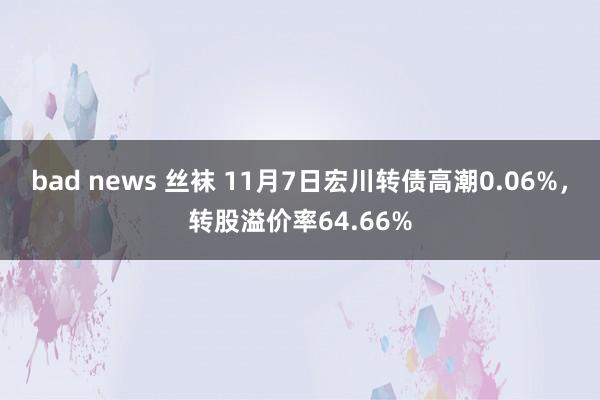 bad news 丝袜 11月7日宏川转债高潮0.06%，转股溢价率64.66%