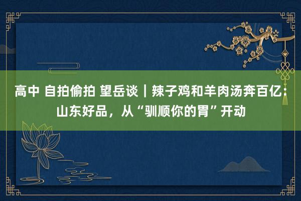 高中 自拍偷拍 望岳谈｜辣子鸡和羊肉汤奔百亿：山东好品，从“驯顺你的胃”开动