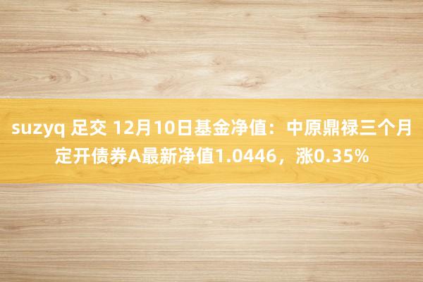 suzyq 足交 12月10日基金净值：中原鼎禄三个月定开债券A最新净值1.0446，涨0.35%