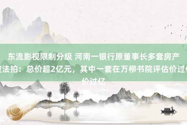 东流影视限制分级 河南一银行原董事长多套房产被法拍：总价超2亿元，其中一套在万柳书院评估价过亿