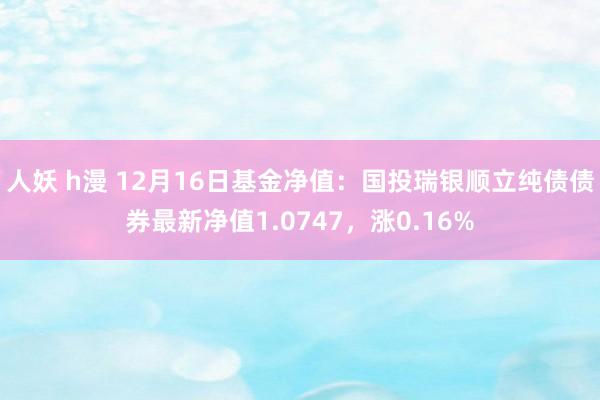 人妖 h漫 12月16日基金净值：国投瑞银顺立纯债债券最新净值1.0747，涨0.16%