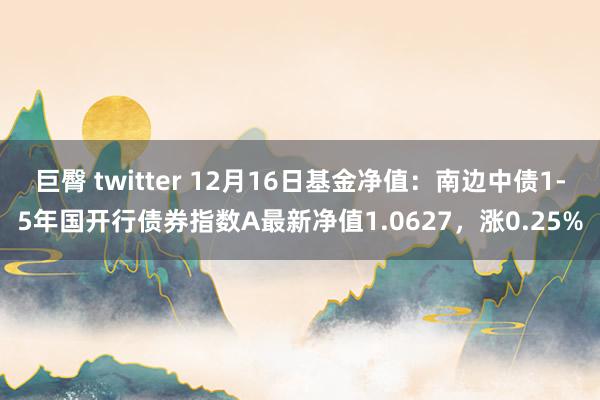 巨臀 twitter 12月16日基金净值：南边中债1-5年国开行债券指数A最新净值1.0627，涨0.25%