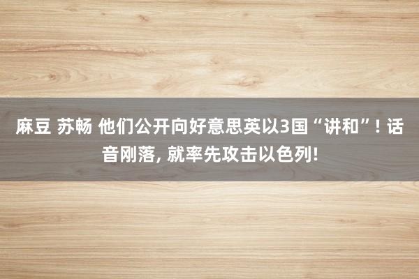 麻豆 苏畅 他们公开向好意思英以3国“讲和”! 话音刚落, 就率先攻击以色列!