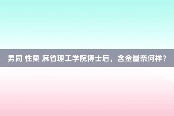 男同 性愛 麻省理工学院博士后，含金量奈何样？