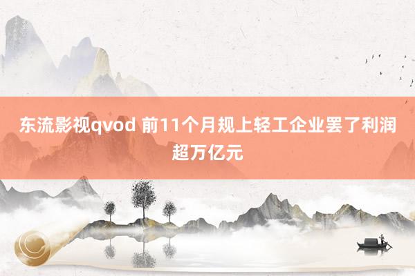 东流影视qvod 前11个月规上轻工企业罢了利润超万亿元