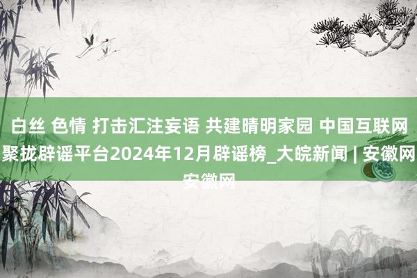 白丝 色情 打击汇注妄语 共建晴明家园 中国互联网聚拢辟谣平台2024年12月辟谣榜_大皖新闻 | 安徽网