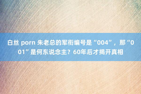 白丝 porn 朱老总的军衔编号是“004”，那“001”是何东说念主？60年后才揭开真相